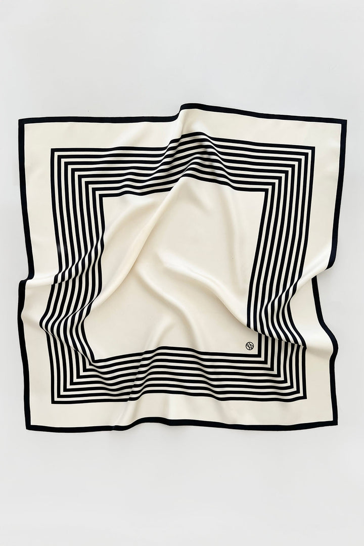 Lescarf Scarf Silk No. 1 Cream Black 1001