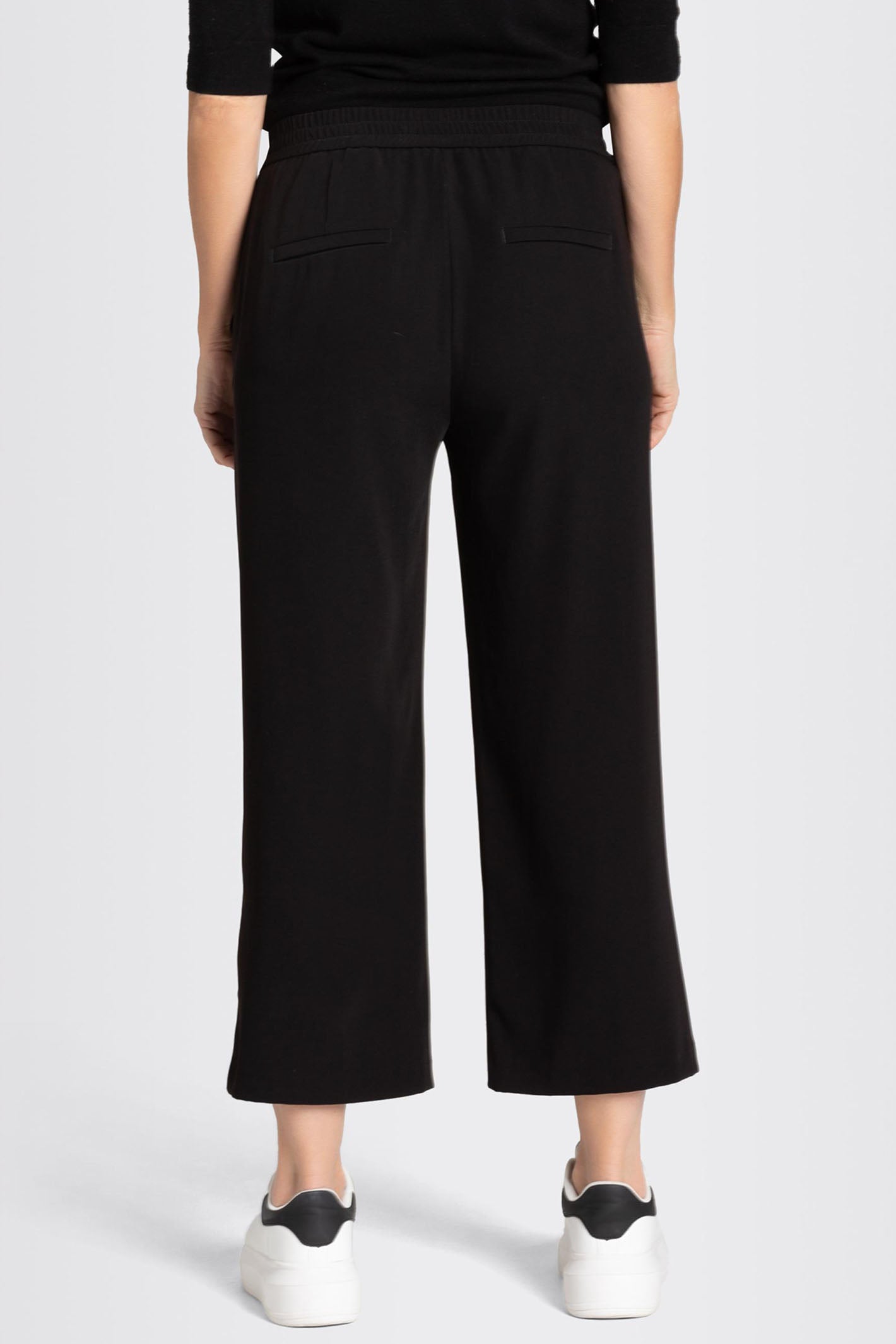 Black wide leg cropped trousers hotsell