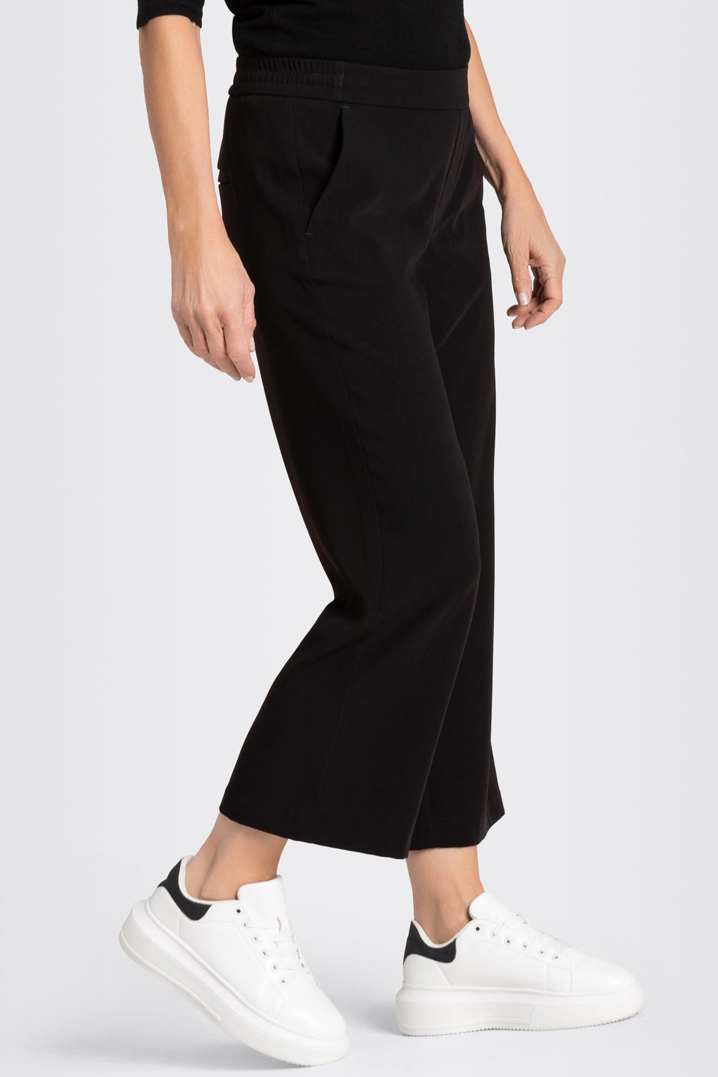 Black wide leg cropped trousers hotsell