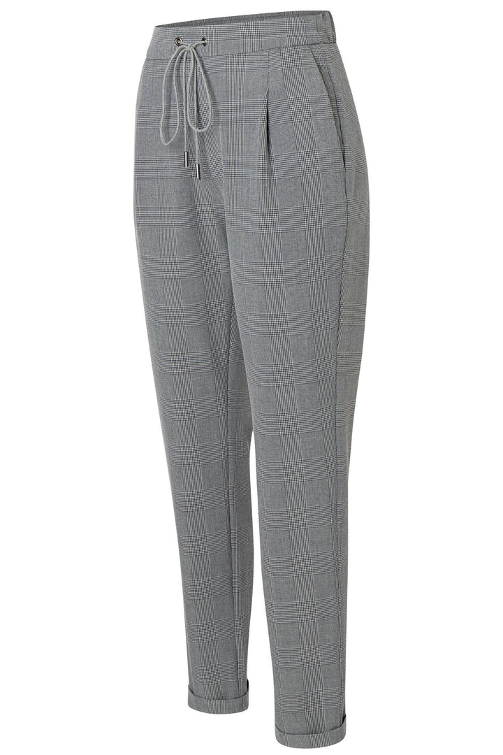 Mac 3002-00-0140 Easy Chic Grey Check Bi-Stretch Drawstring Trousers - Olivia Grace Fashion