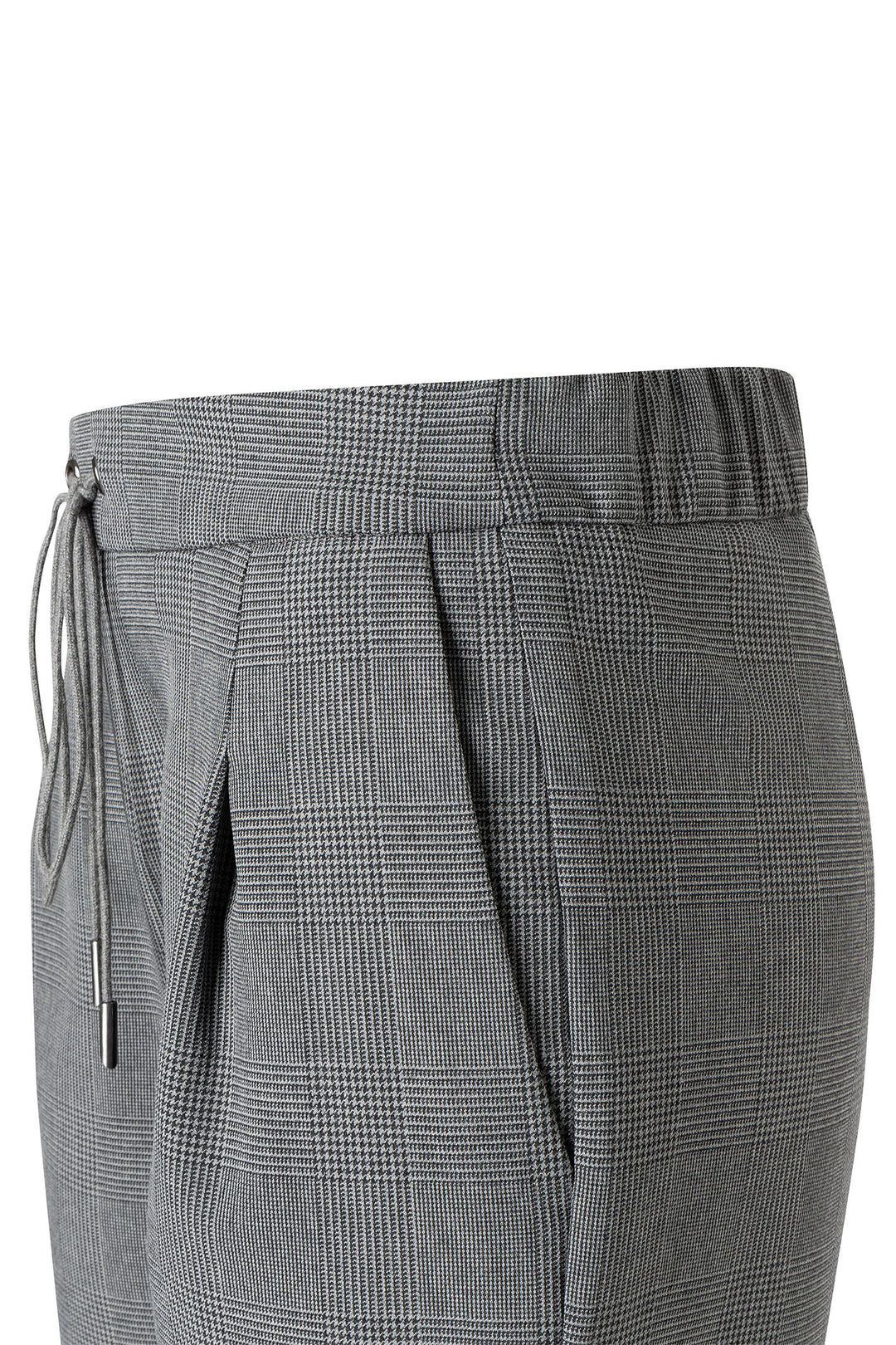 Mac 3002-00-0140 Easy Chic Grey Check Bi-Stretch Drawstring Trousers - Olivia Grace Fashion