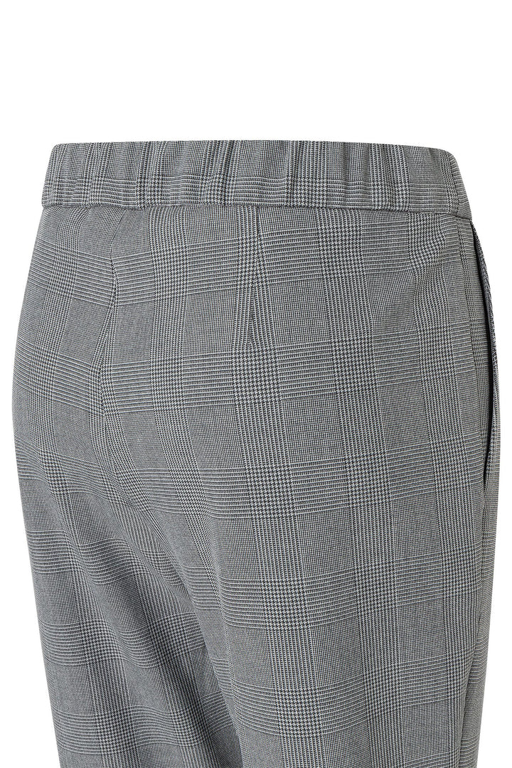 Mac 3002-00-0140 Easy Chic Grey Check Bi-Stretch Drawstring Trousers - Olivia Grace Fashion