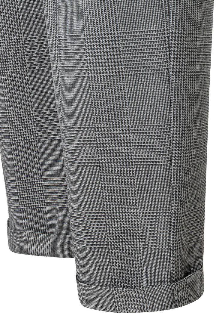 Mac 3002-00-0140 Easy Chic Grey Check Bi-Stretch Drawstring Trousers - Olivia Grace Fashion