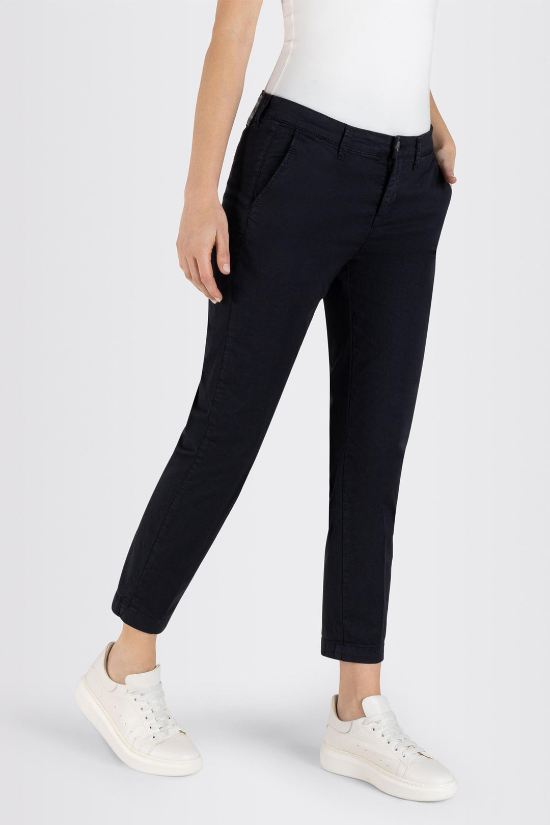 Mac Chino Trousers Dark Blue Authentic Stretch Gabardine 3075-00-0434L 198R - Olivia Grace Fashion