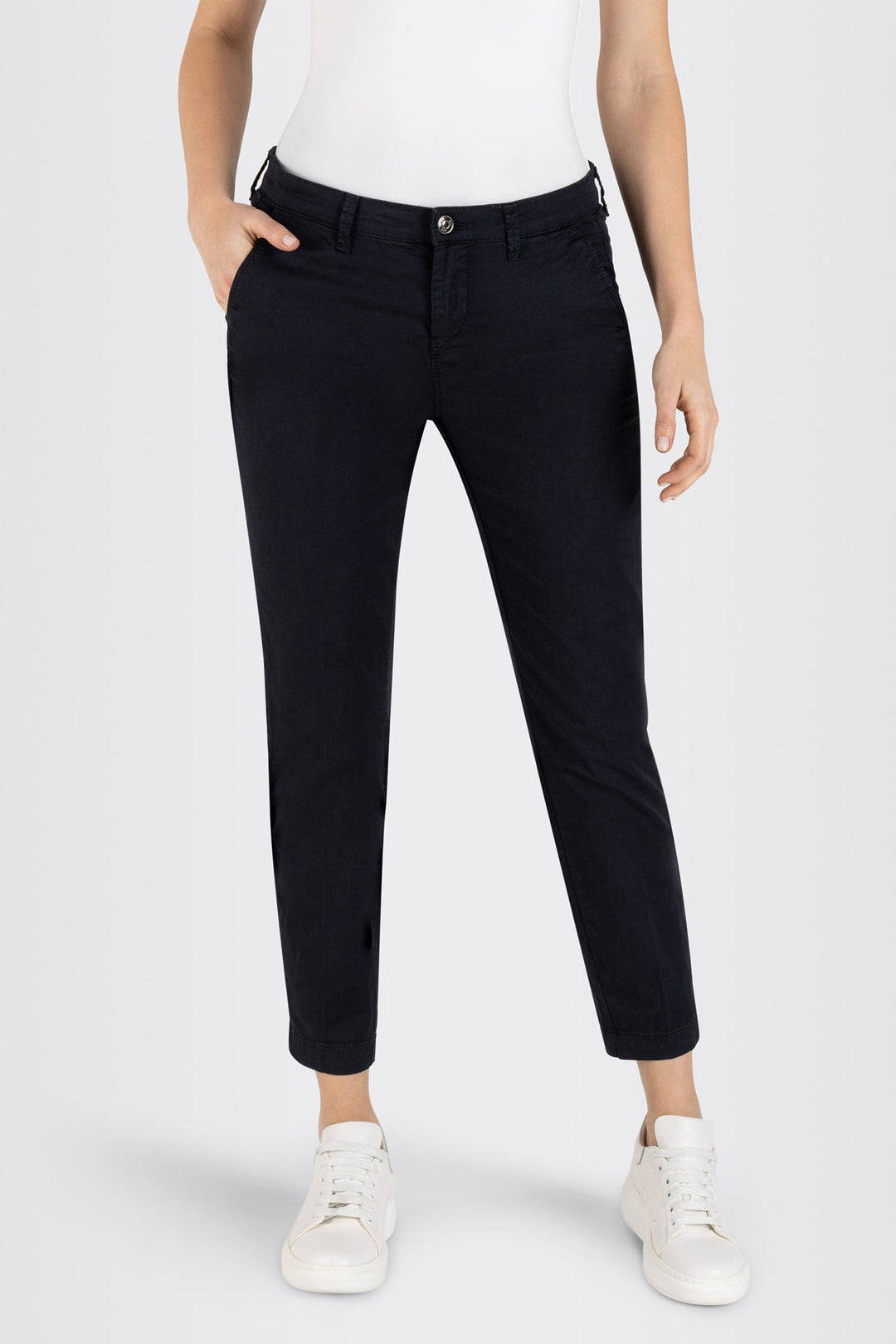 Mac Chino Trousers Dark Blue Authentic Stretch Gabardine 3075-00-0434L 198R - Olivia Grace Fashion