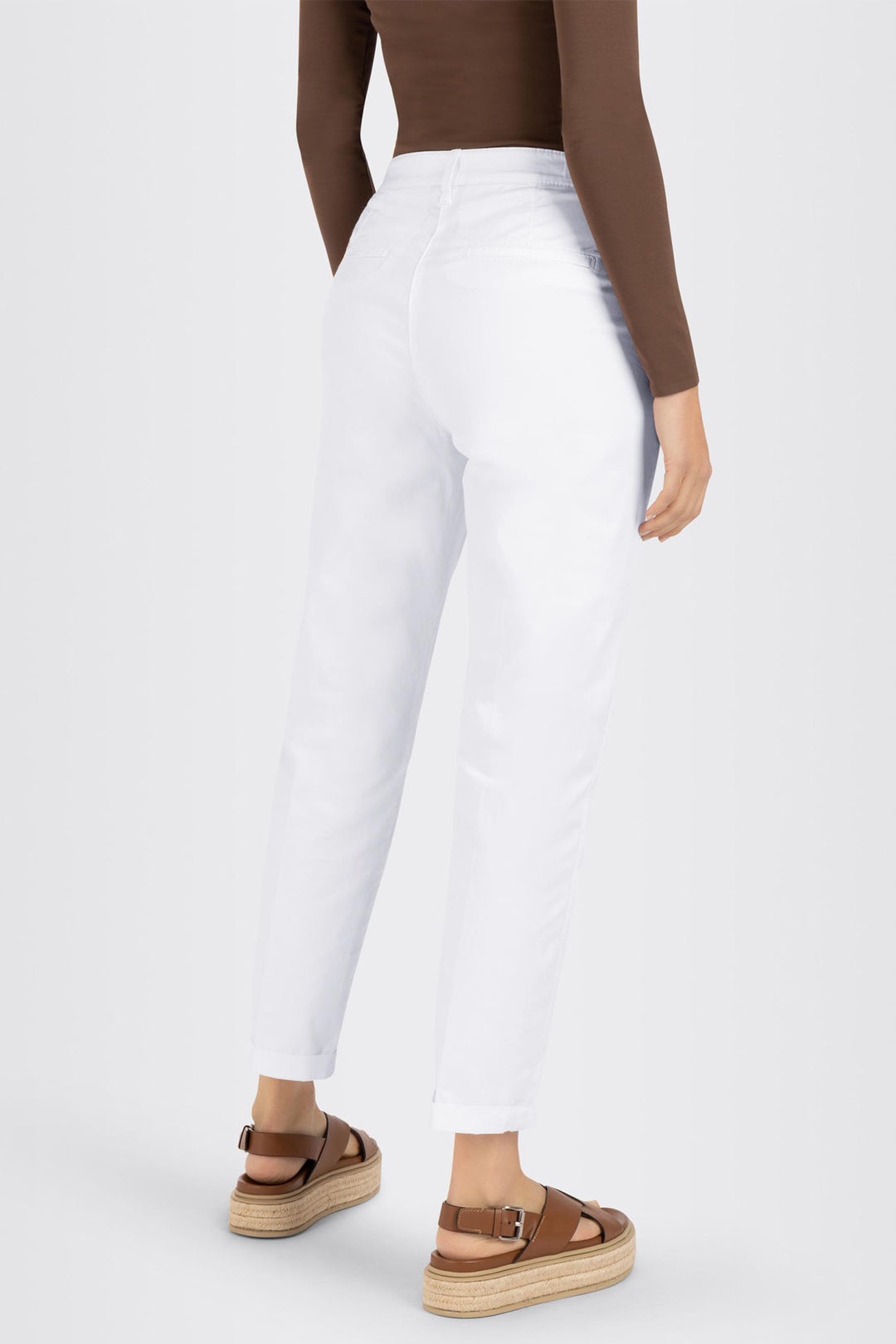 Mac Chino Trousers White Authentic Stretch Gabardine 3075-00-0434L - Olivia Grace Fashion