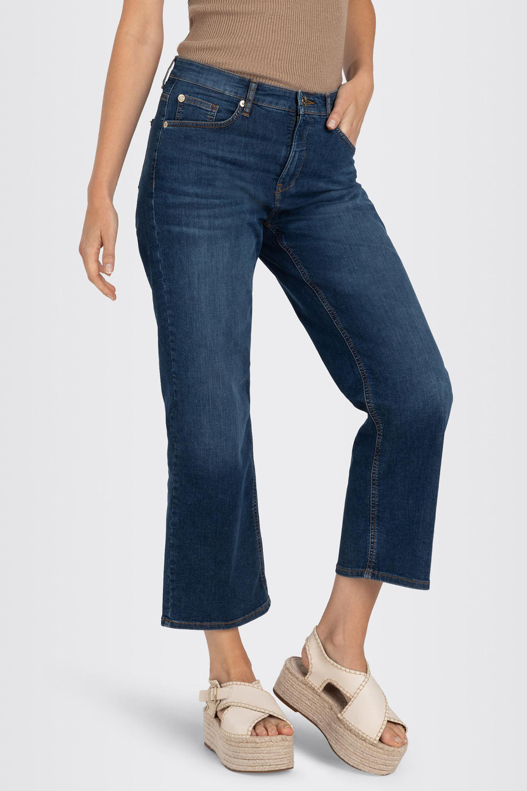 Mac Jeans Culotte Basic Blue Stone Light Weight Denim 5984-9B-0391L D544 - Olivia Grace Fashion