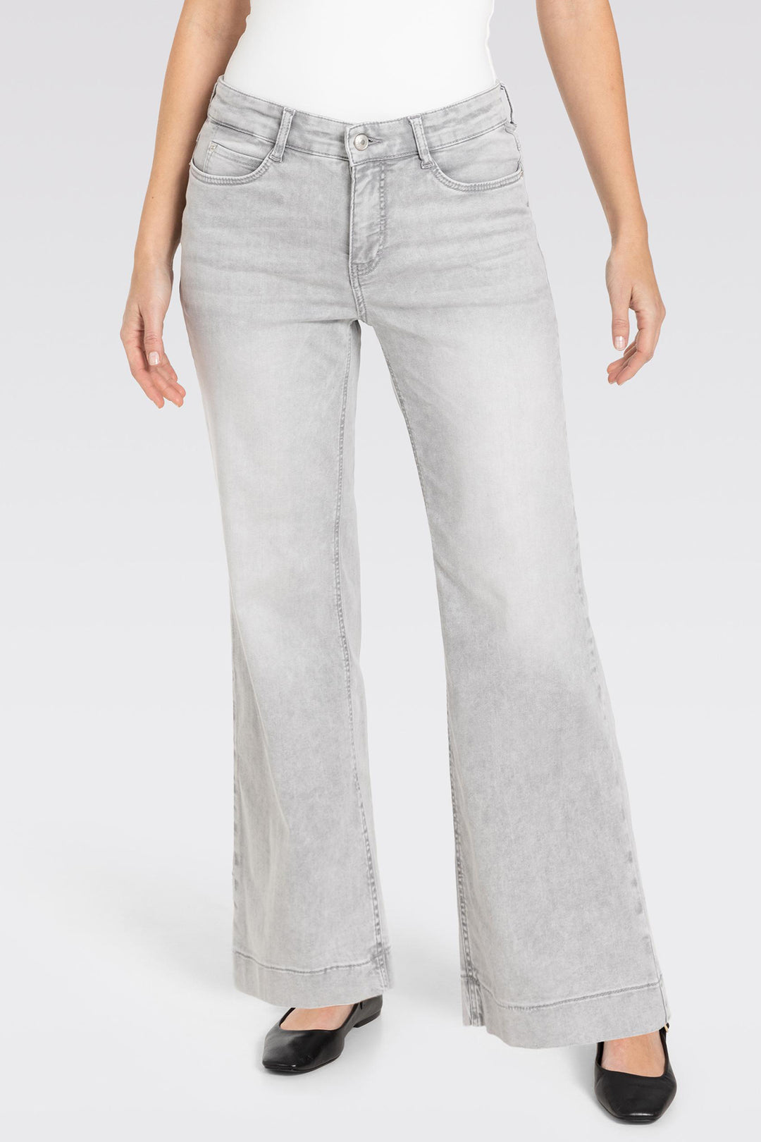 Mac Jeans Dream Wide Cropped Ash Grey Washed Denim 5438-90-0351 D322 - Olivia Grace Fashion