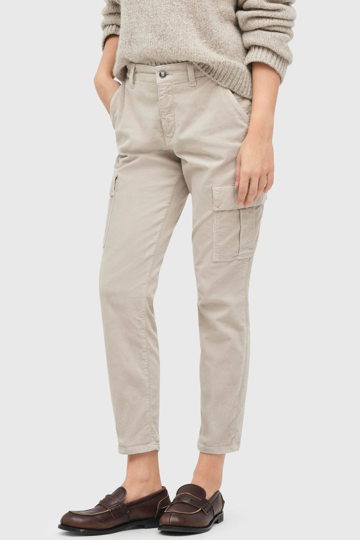 Mac Rich Cargo Trousers Aluminium White Soft Corduroy 2306-00-0422 034R - Olivia Grace Fashion