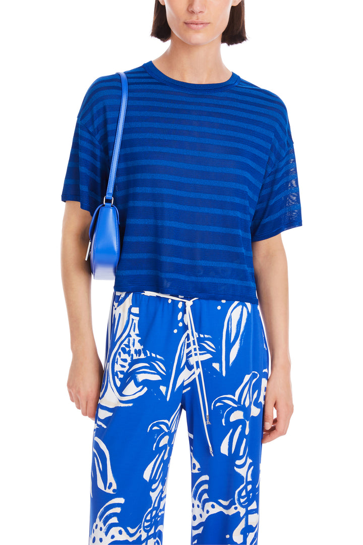 Marc Cain Blue Trip To France Stripe Top YC 41.35 M48 - Olivia Grace Fashion