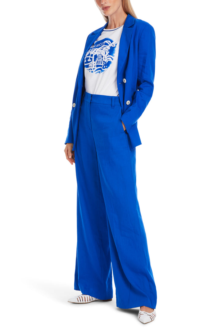 Marc Cain Blue Trip To France Wide Linen Mix Trousers YC 81.60 W70 - Olivia Grace Fashion