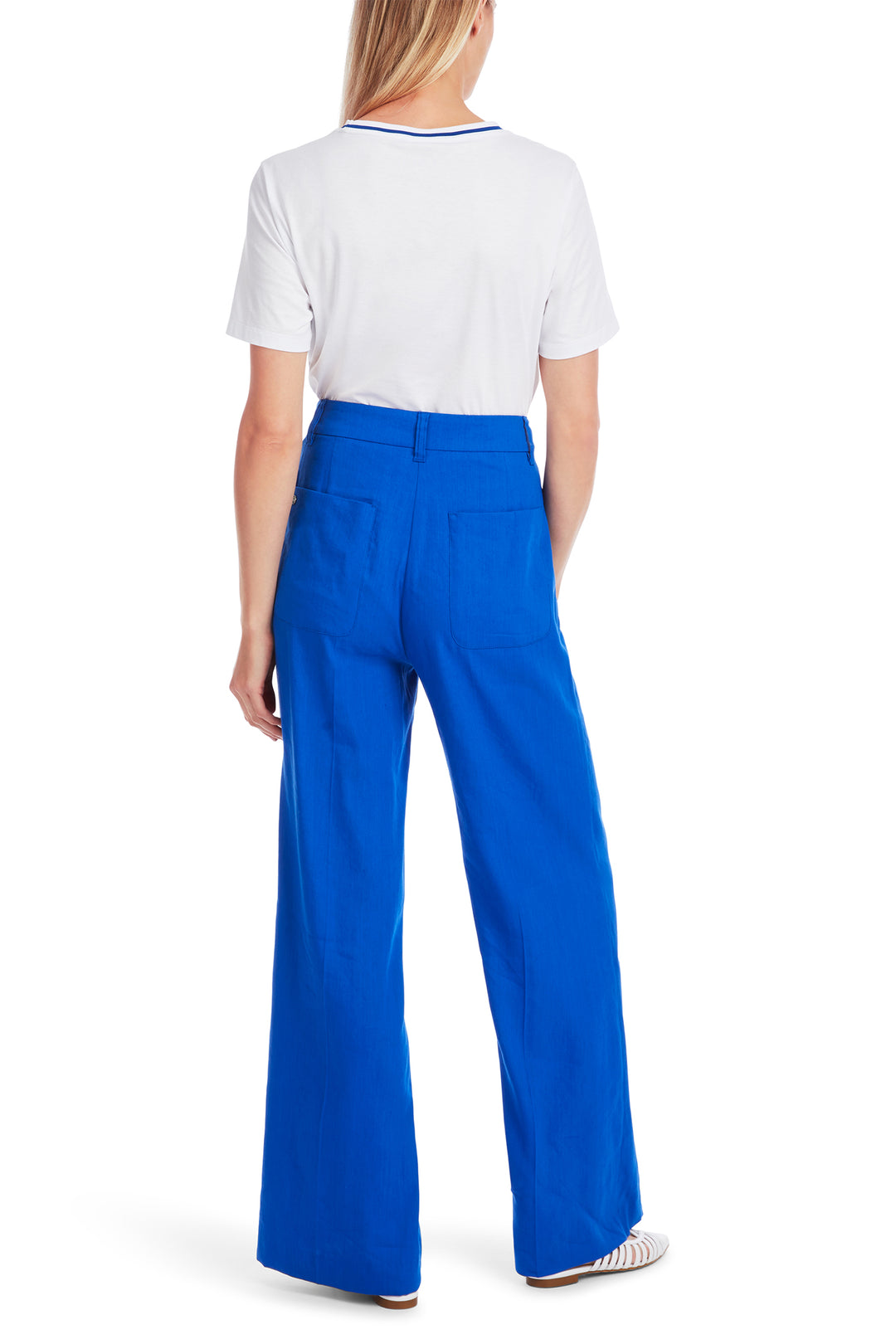 Marc Cain Blue Trip To France Wide Linen Mix Trousers YC 81.60 W70 - Olivia Grace Fashion