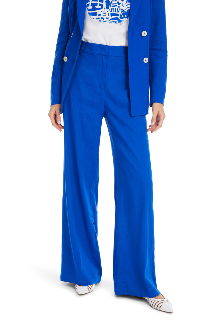 Marc Cain Blue Trip To France Wide Linen Mix Trousers YC 81.60 W70 - Olivia Grace Fashion