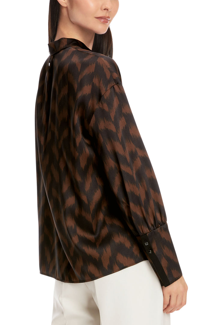 Marc Cain Collection Blouse Brown Deep Wood Herringbone XC 51.31 W09 691 - Olivia Grace Fashion