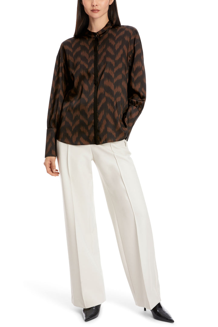 Marc Cain Collection Blouse Brown Deep Wood Herringbone XC 51.31 W09 691 - Olivia Grace Fashion