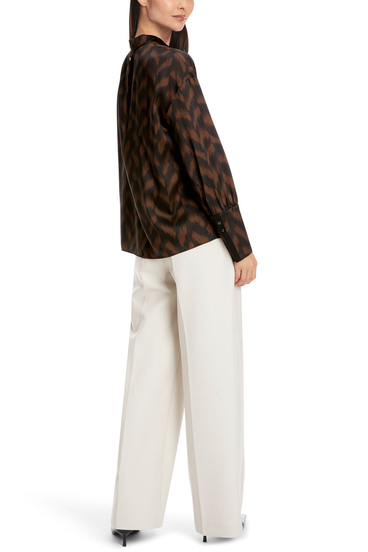 Marc Cain Collection Blouse Brown Deep Wood Herringbone XC 51.31 W09 691 - Olivia Grace Fashion