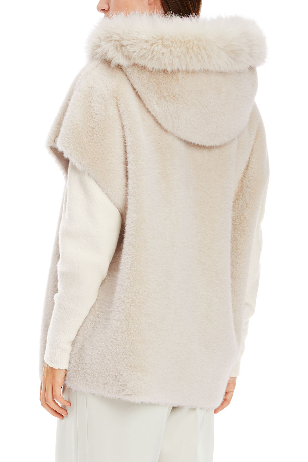 Marc Cain Collection Gilet Body Warmer Smoke Cream Faux Fur XC 37.05 W80 182 - Olivia Grace Fashion