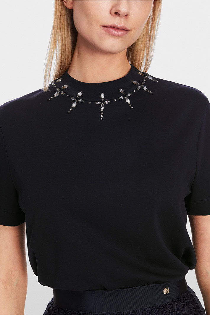 Marc Cain Collection T-Shirt Top Navy Midnight Blue XC 48.16 J13 395  - Olivia Grace Fashion