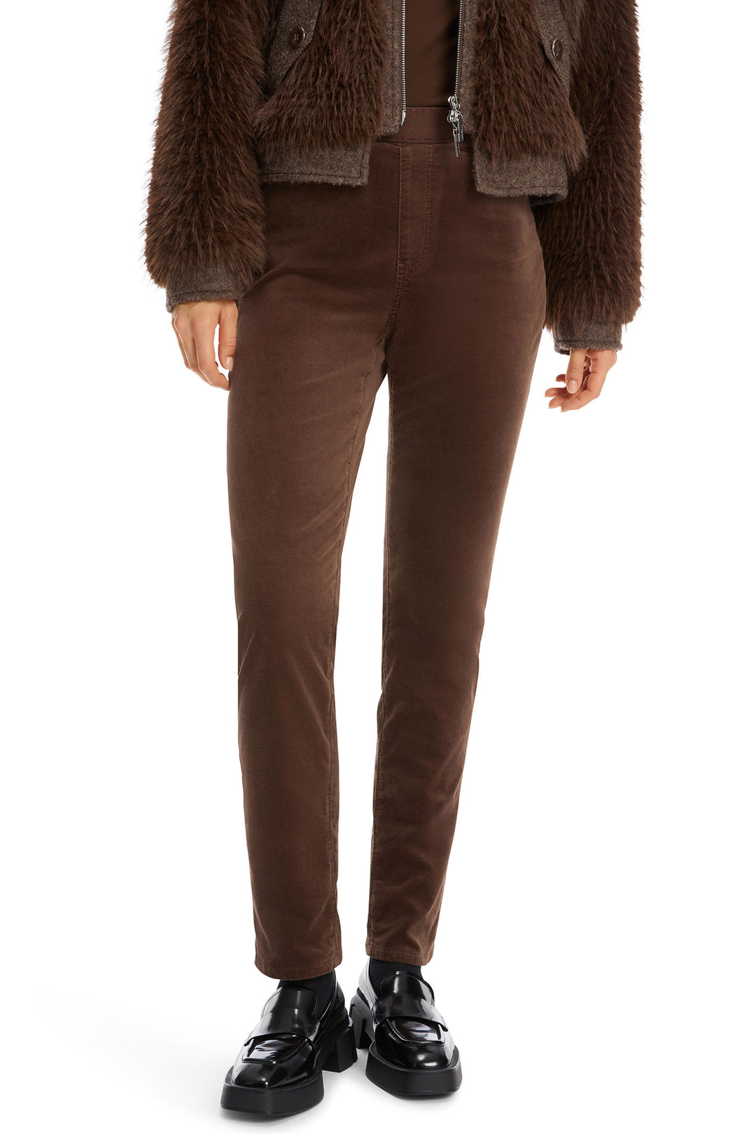 Marc Cain Collection Trousers Pull-On Velvet Deep Wood Brown XC 81.31 W48 691 - Olivia Grace Fashion