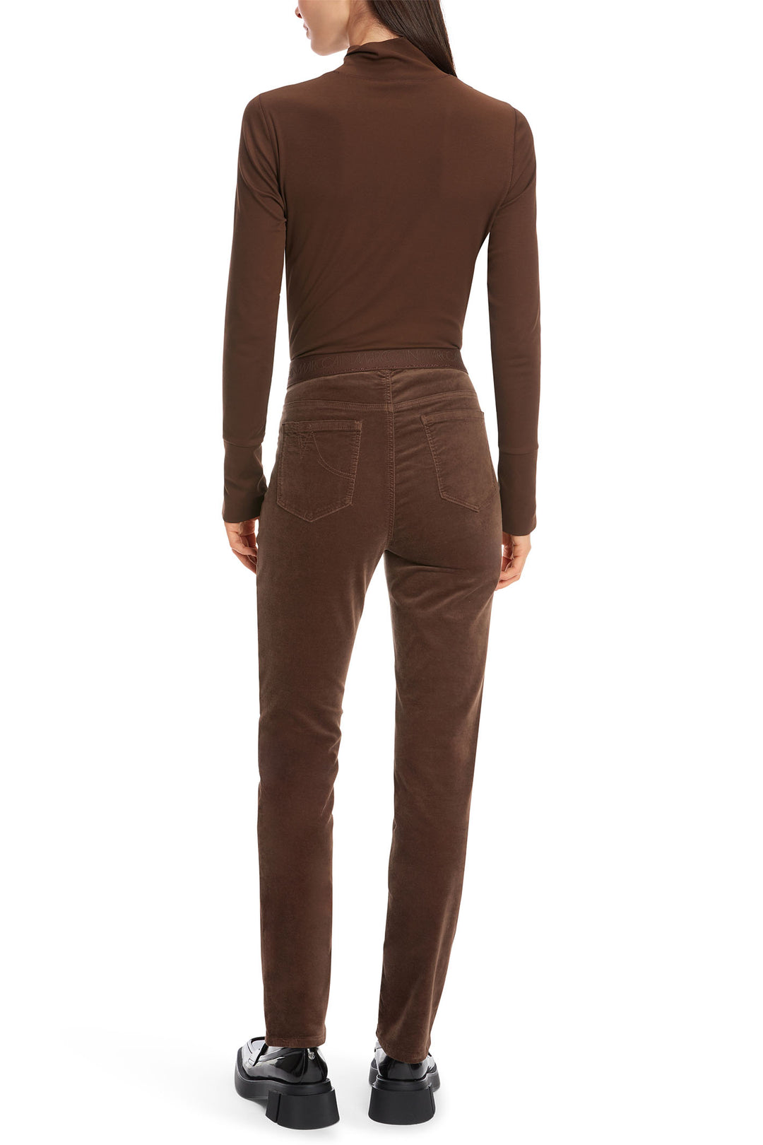 Marc Cain Collection Trousers Pull-On Velvet Deep Wood Brown XC 81.31 W48 691 - Olivia Grace Fashion