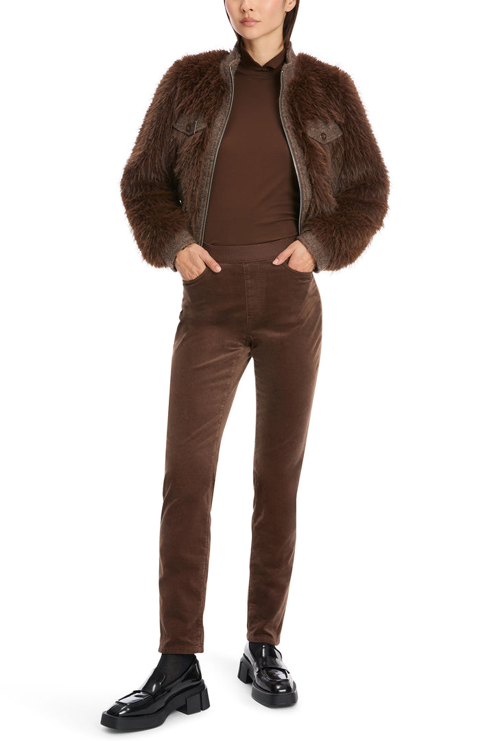 Marc Cain Collection Trousers Pull-On Velvet Deep Wood Brown XC 81.31 W48 691 - Olivia Grace Fashion