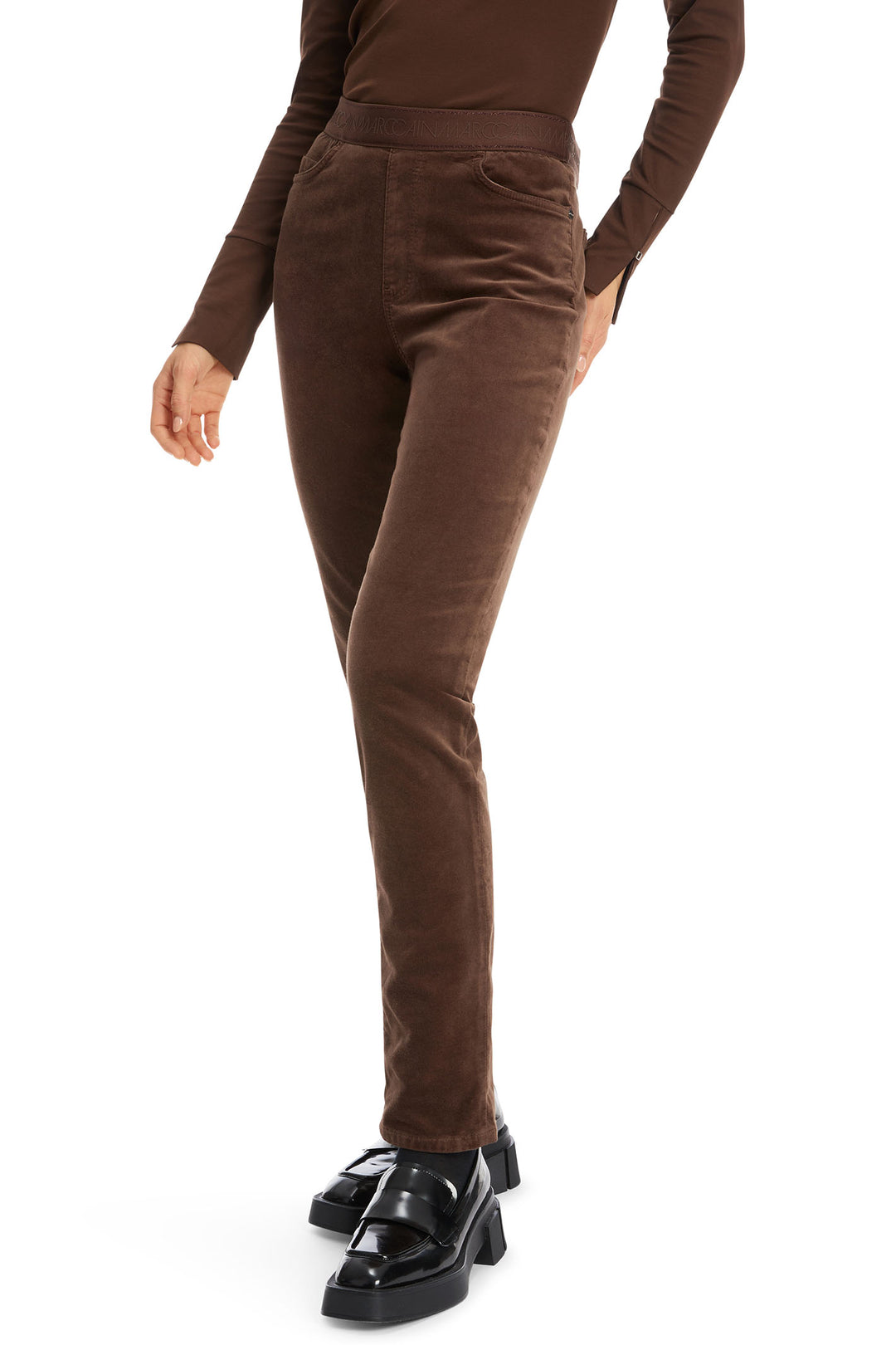 Marc Cain Collection Trousers Pull-On Velvet Deep Wood Brown XC 81.31 W48 691 - Olivia Grace Fashion