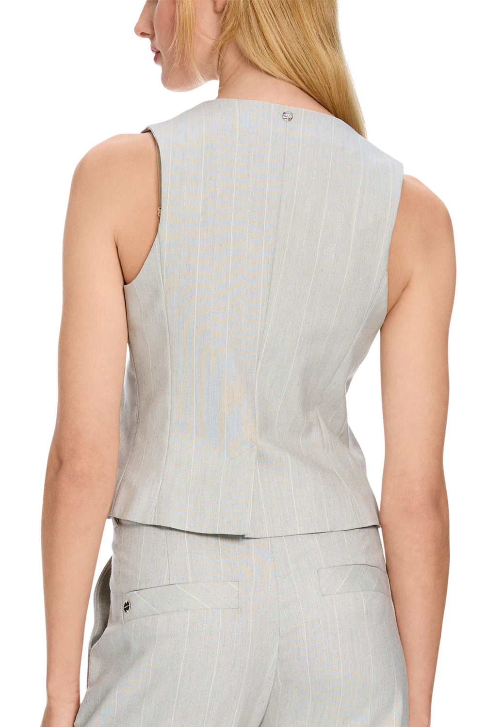 Marc Cain Collection Waistcoat Grey Pinstripe XC 37.04 W19 - Olivia Grace Fashion