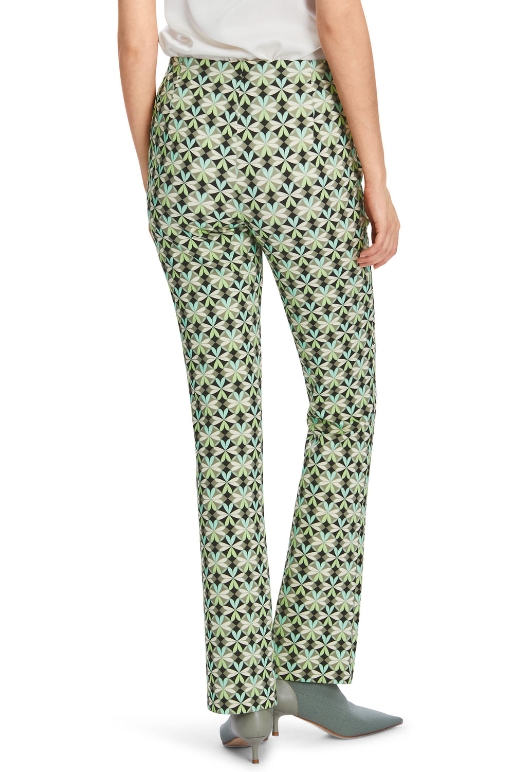 Marc Cain Collection XC 81.28 J08 Soft Malachite Green Print Pull-On Trousers - Olivia Grace Fashion