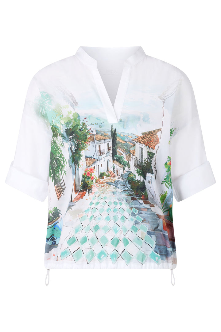 Marc Cain Collections Blouse White Andalusian Breeze Print YC 55.06 J52 - Olivia Grace Fashion