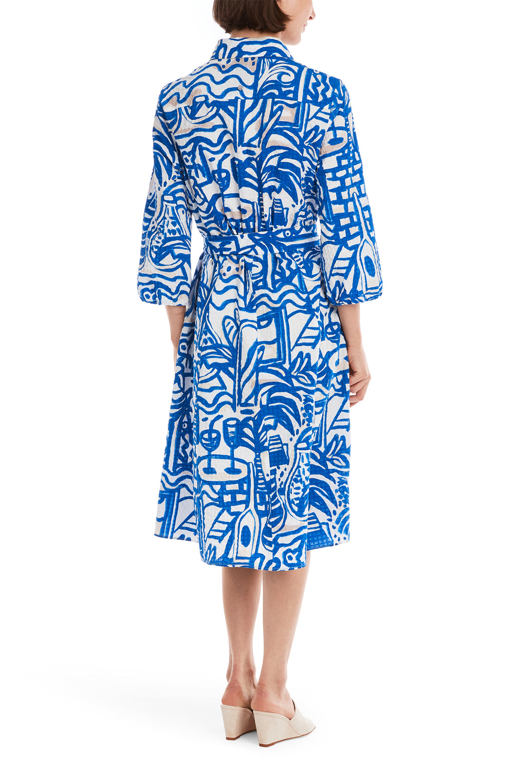 Marc Cain Collections Blue Trip To France Print Shirt Dress YC 21.37 W68 - Olivia Grace Fashion