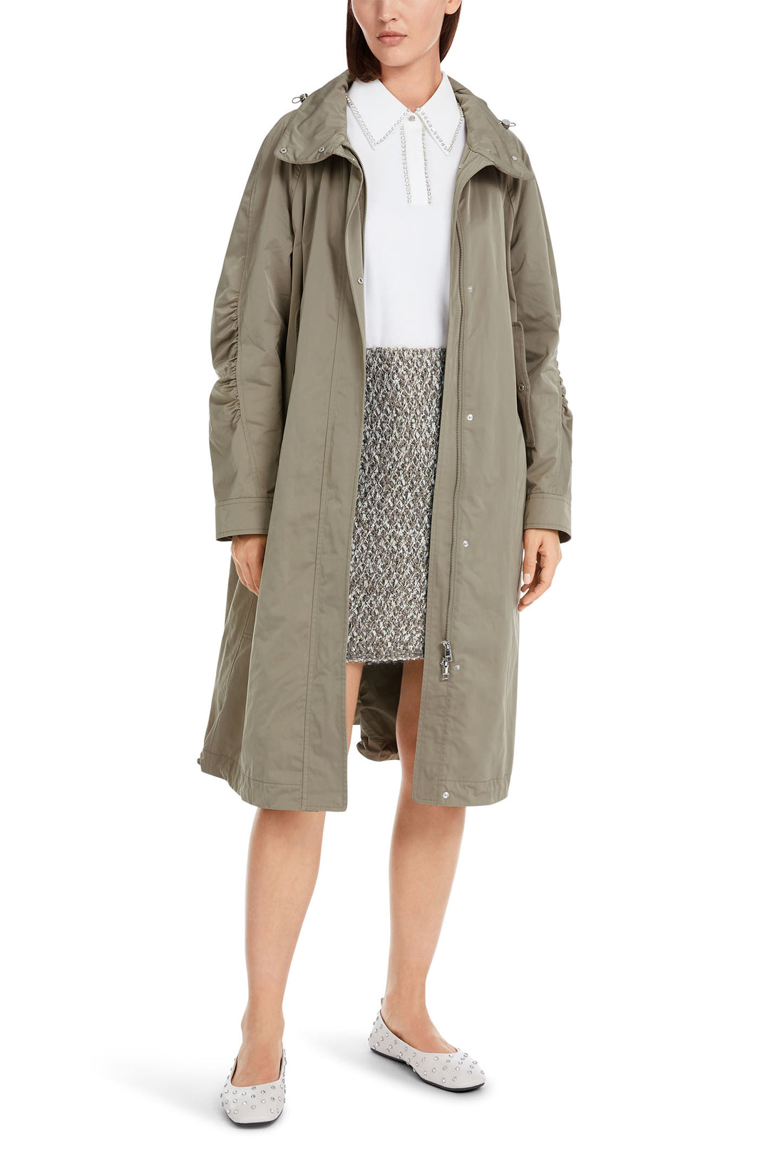 Marc Cain Collections Coat Sage Powder Green YC 11.02 W38 581 - Olivia Grace Fashion