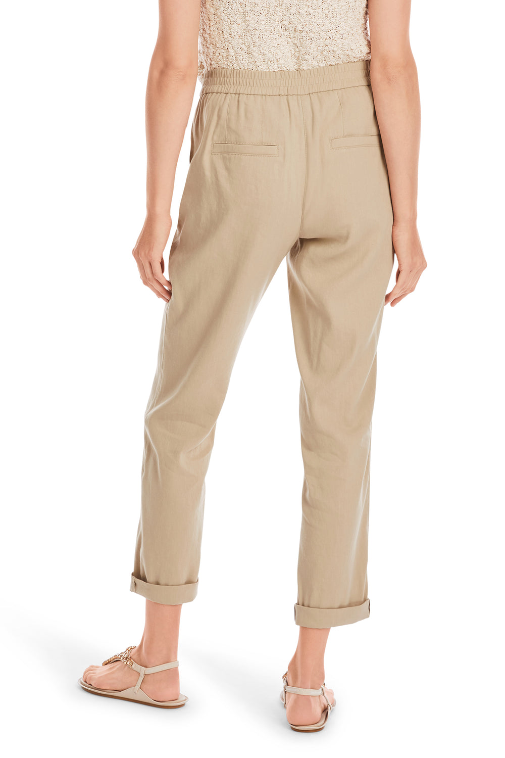 Marc Cain Collections Linen Mix Trousers Cappuccino Macaron YC 81.59 W70 608 - Olivia Grace Fashion