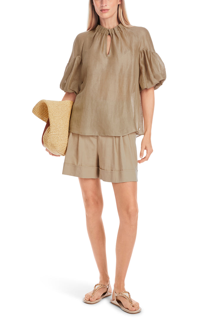 Marc Cain Collections Linen Silk Blouse Cappuccino Macaron YC 51.42 W86 608 - Olivia Grace Fashion