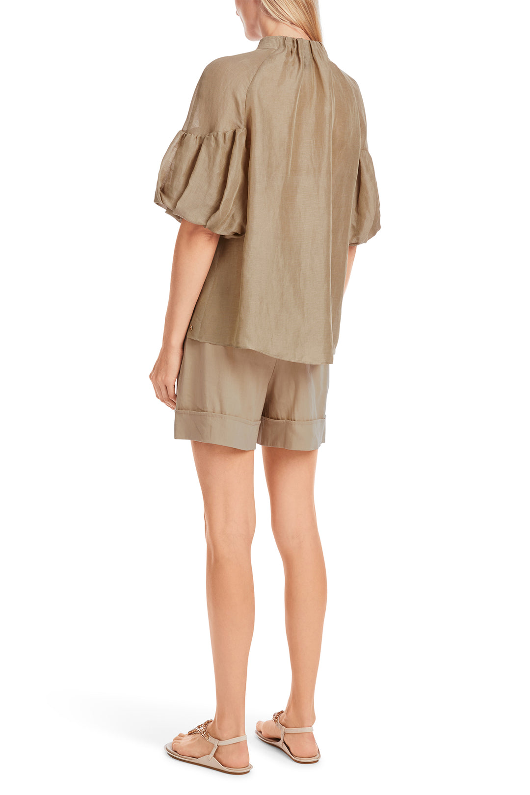 Marc Cain Collections Linen Silk Blouse Cappuccino Macaron YC 51.42 W86 608 - Olivia Grace Fashion