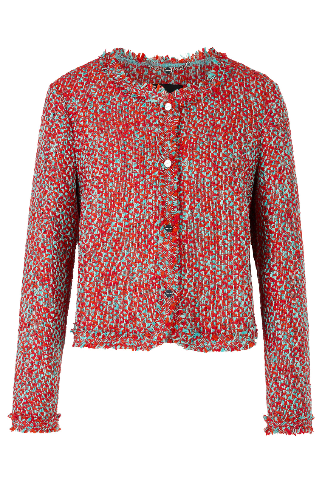 Marc Cain Collections Red Blue Boucle Round Neck Jacket YC 31.18 W61 - Olivia Grace Fashion