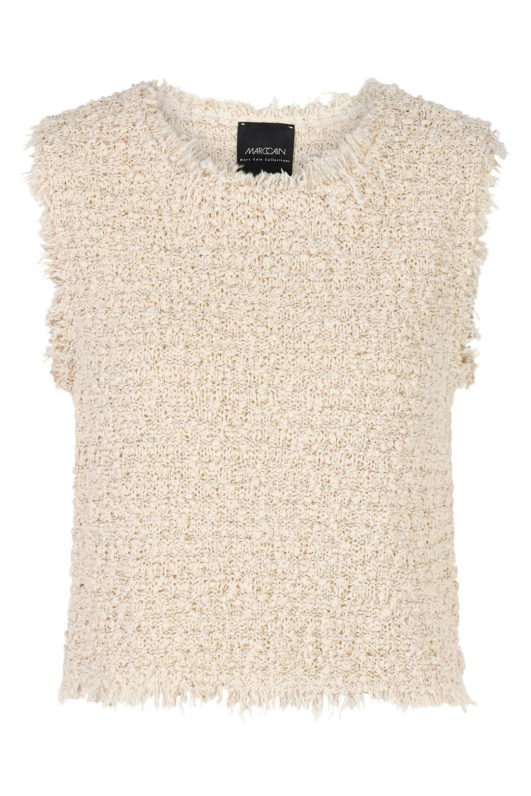 Marc Cain Collections Sleeveless Boucle Jumper Cappuccino Macaron YC 61.24 M18 608 - Olivia Grace Fashion