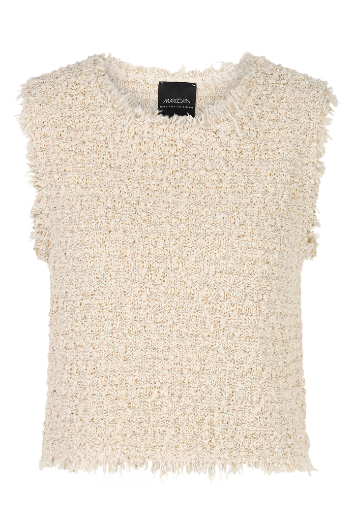 Marc Cain Collections Sleeveless Boucle Jumper Cappuccino Macaron YC 61.24 M18 608 - Olivia Grace Fashion