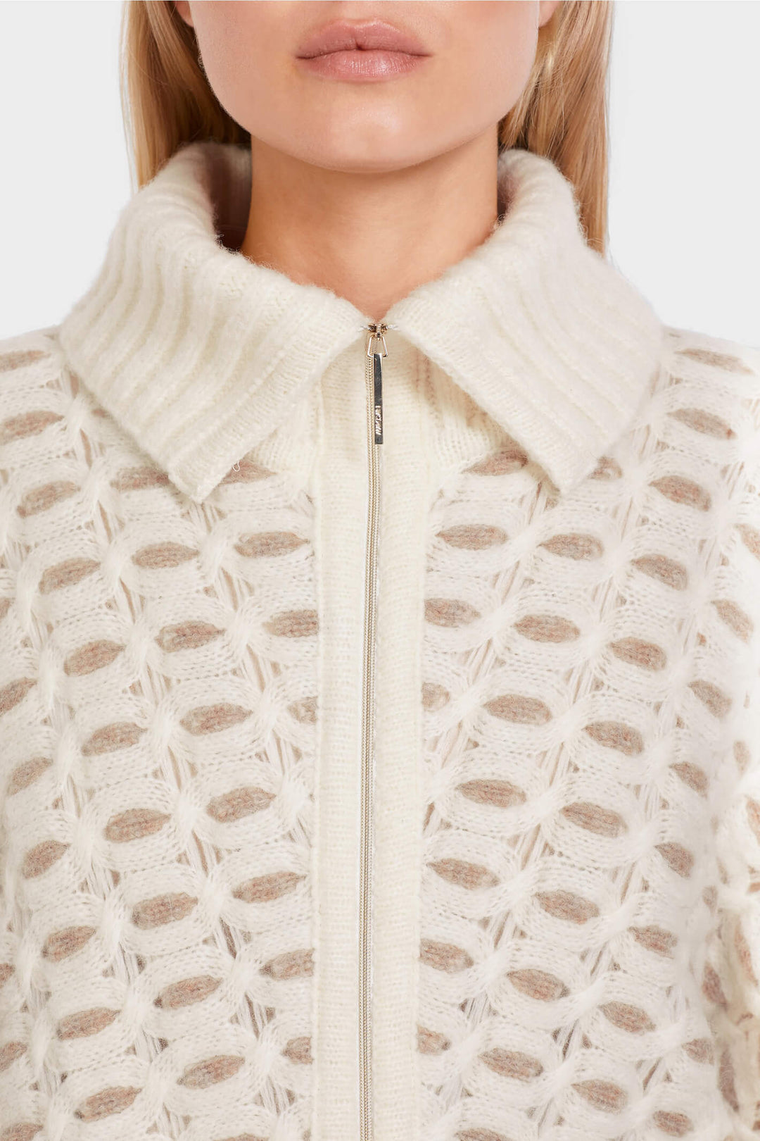 Marc Cain Collections VC 14.03 M46 110 Off White Knitted Jacket - Olivia Grace Fashion