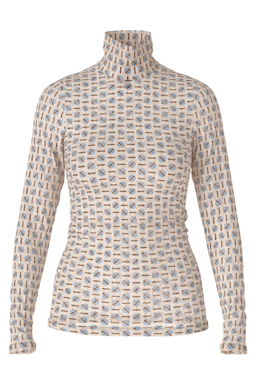 Marc Cain Collections VC 48.12 J07 132 Dark Cream Print Rollneck Top - Olivia Grace Fashion