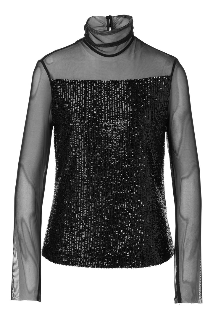 Marc Cain Glam Blouse Sequin Mesh Black XG 51.12 W14 900 - Olivia Grace Fashion