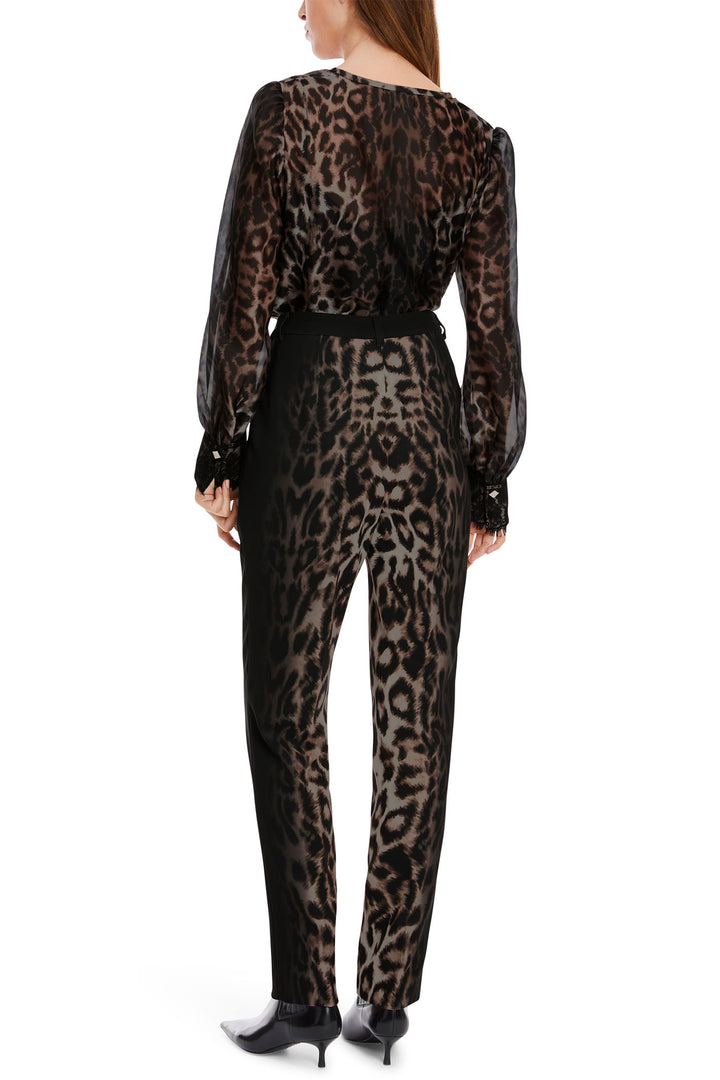 Marc Cain Glam Trousers Black Shiny Sand Animal Print XG 81.13 W16 625 - Olivia Grace Fashion