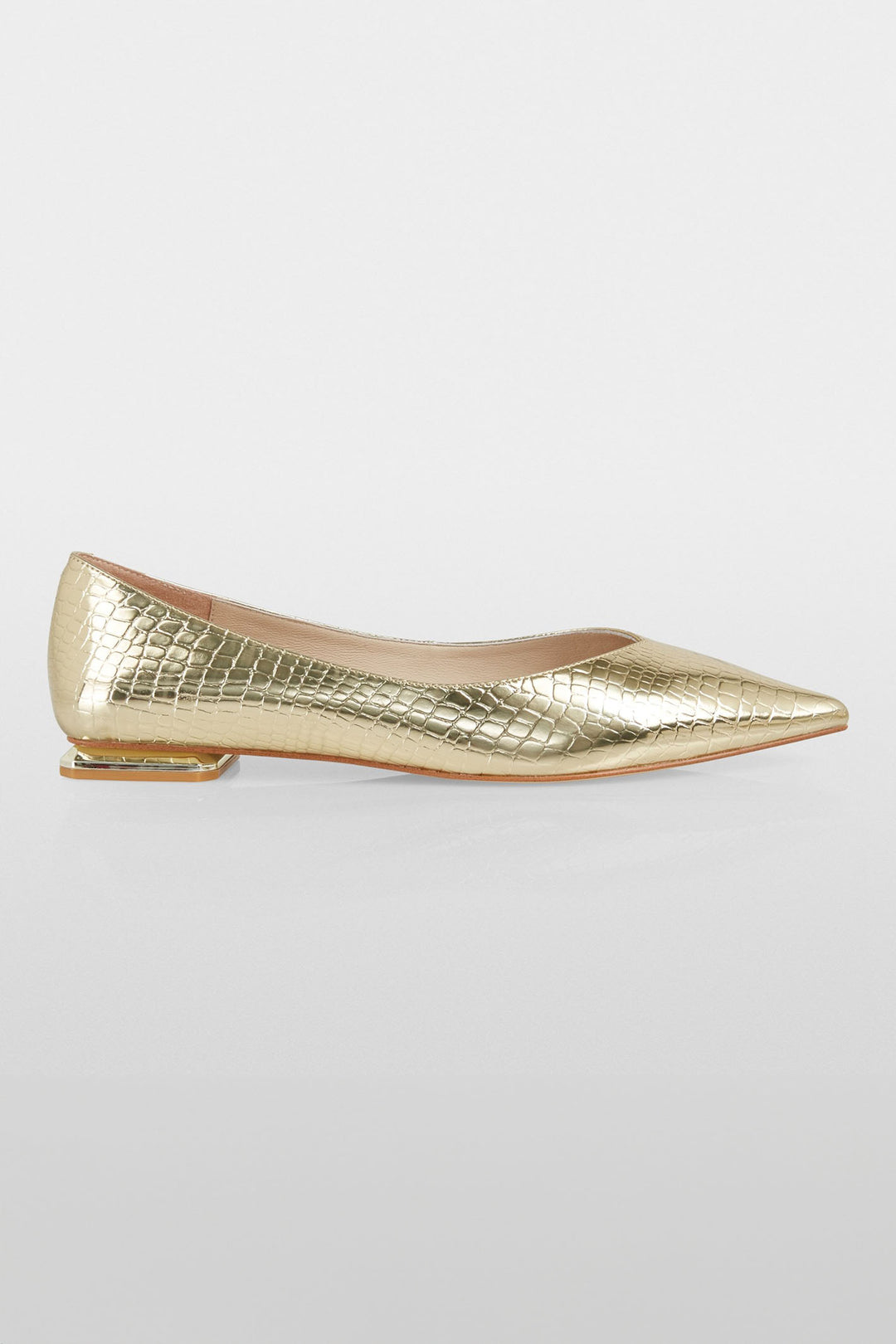 Marc Cain Shoes Gold Flat Crocodile Embossed XG SF.01 Z03 415 - Olivia Grace Fashion