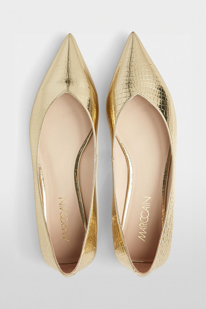 Marc Cain Shoes Gold Flat Crocodile Embossed XG SF.01 Z03 415 - Olivia Grace Fashion