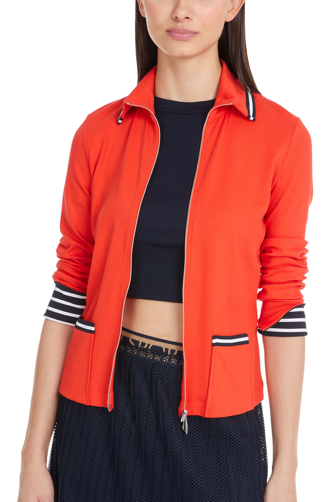 Marc Cain Sports Jacket Jersey Campari Red YS 31.12 J55 278 - Olivia Grace Fashion