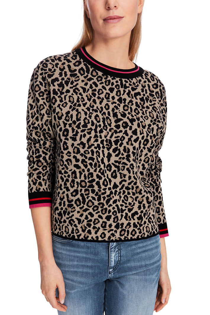 Marc Cain Sports Jumper Black Animal Print XS 41.36 M32 117 - Olivia Grace Fashion