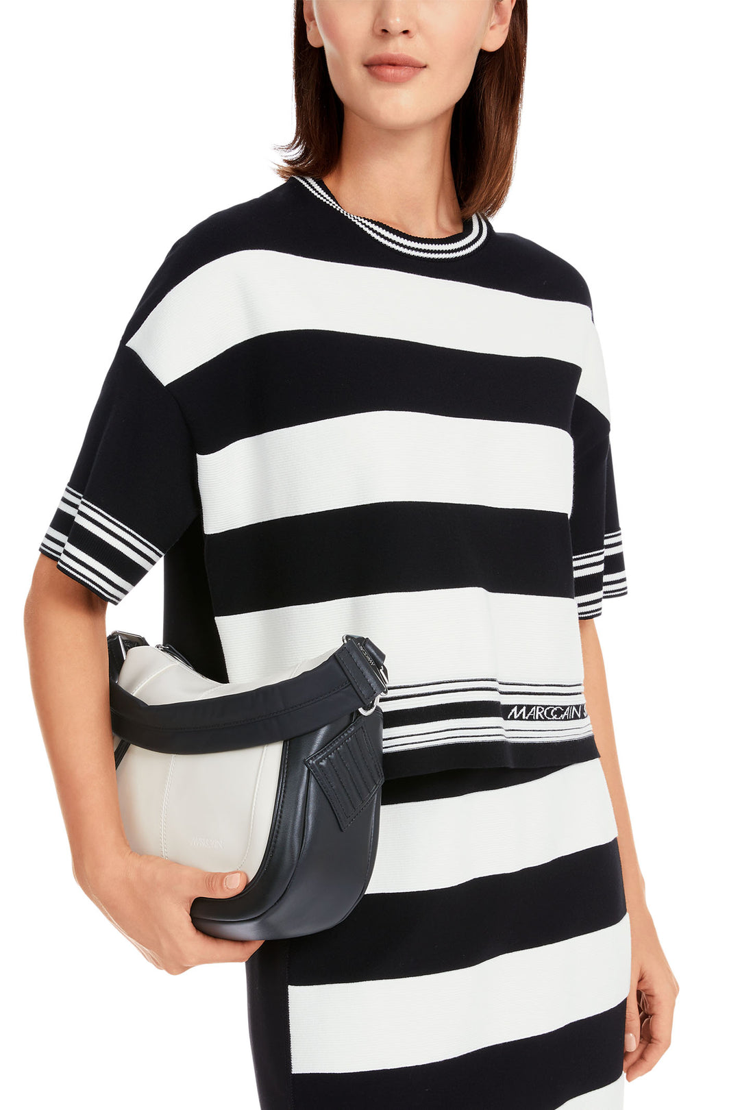 Marc Cain Sports Jumper White Black Stripe YS 41.25 M17 190 - Olivia Grace Fashion