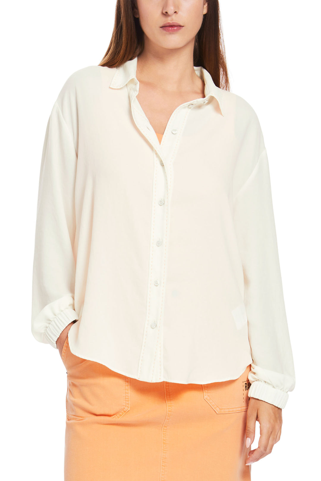 Marc Cain Sports Shirt Off White Cream Relaxed Fit XS 51.08 W41 110 - Olivia Grace Fashion