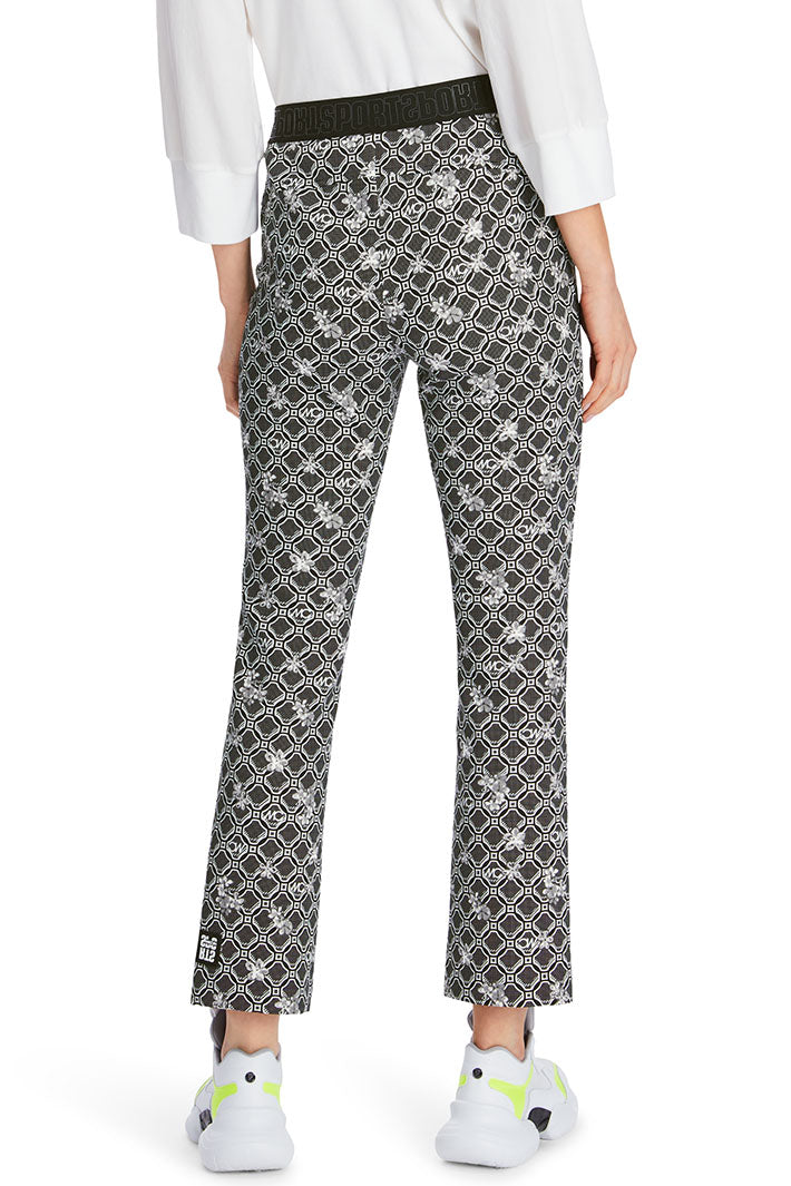 Marc Cain Sports Trousers Black White Print Pull-On XS 81.28 J22 910 - Olivia Grace Fashion