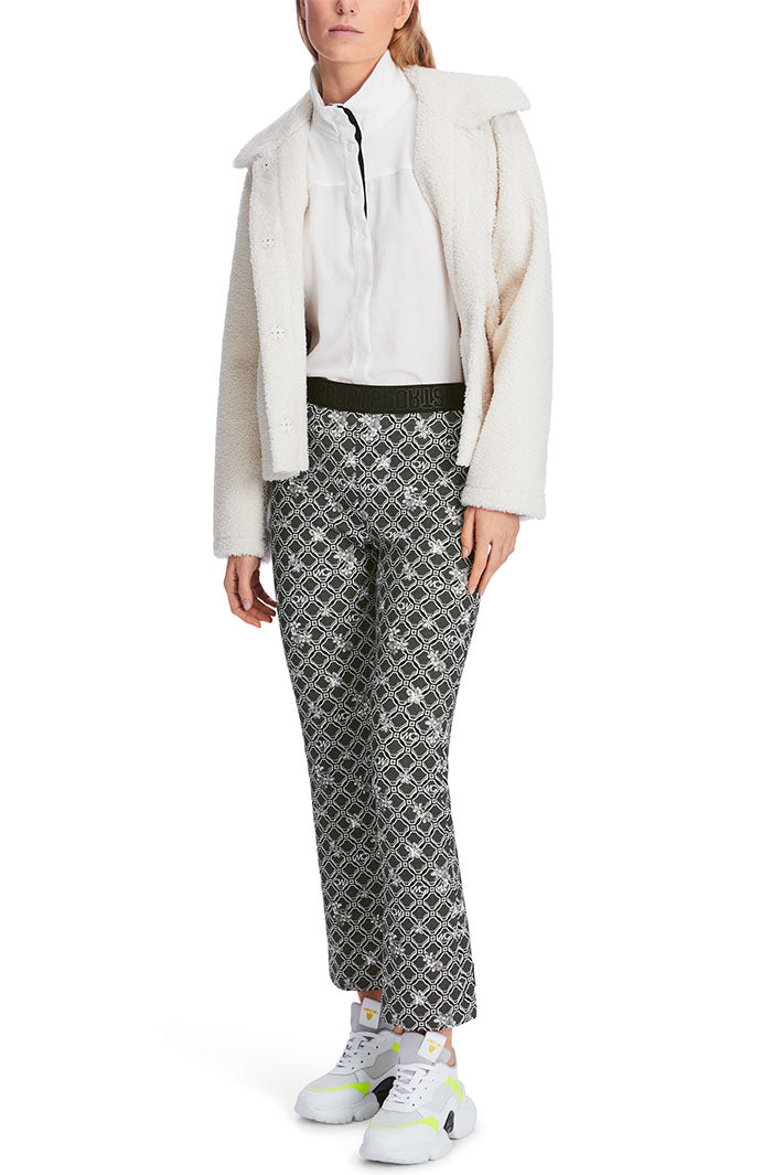 Marc Cain Sports Trousers Black White Print Pull-On XS 81.28 J22 910 - Olivia Grace Fashion