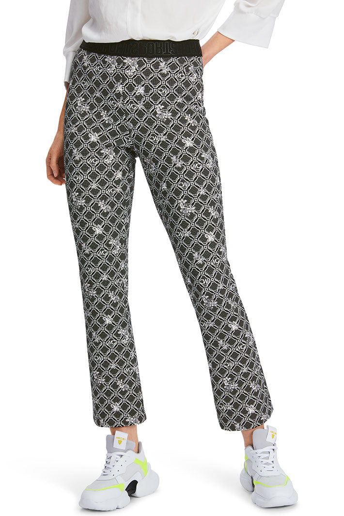 Marc Cain Sports Trousers Black White Print Pull-On XS 81.28 J22 910 - Olivia Grace Fashion